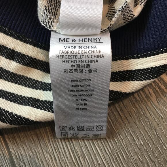 NWT Me & Henry Kids Hoodie 3/4Y Black White Striped Zip-Up Cotton - Picture 3 of 8
